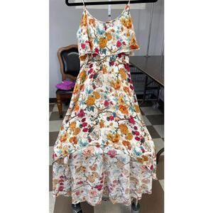 Charlotte Russe XS Floral Sundress Sleeveless Ruffled High Low Dress Adj Straps